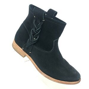 Soludos Boots Women's Size 8 Black Suede Pull On Low Heel Ankle Bootie